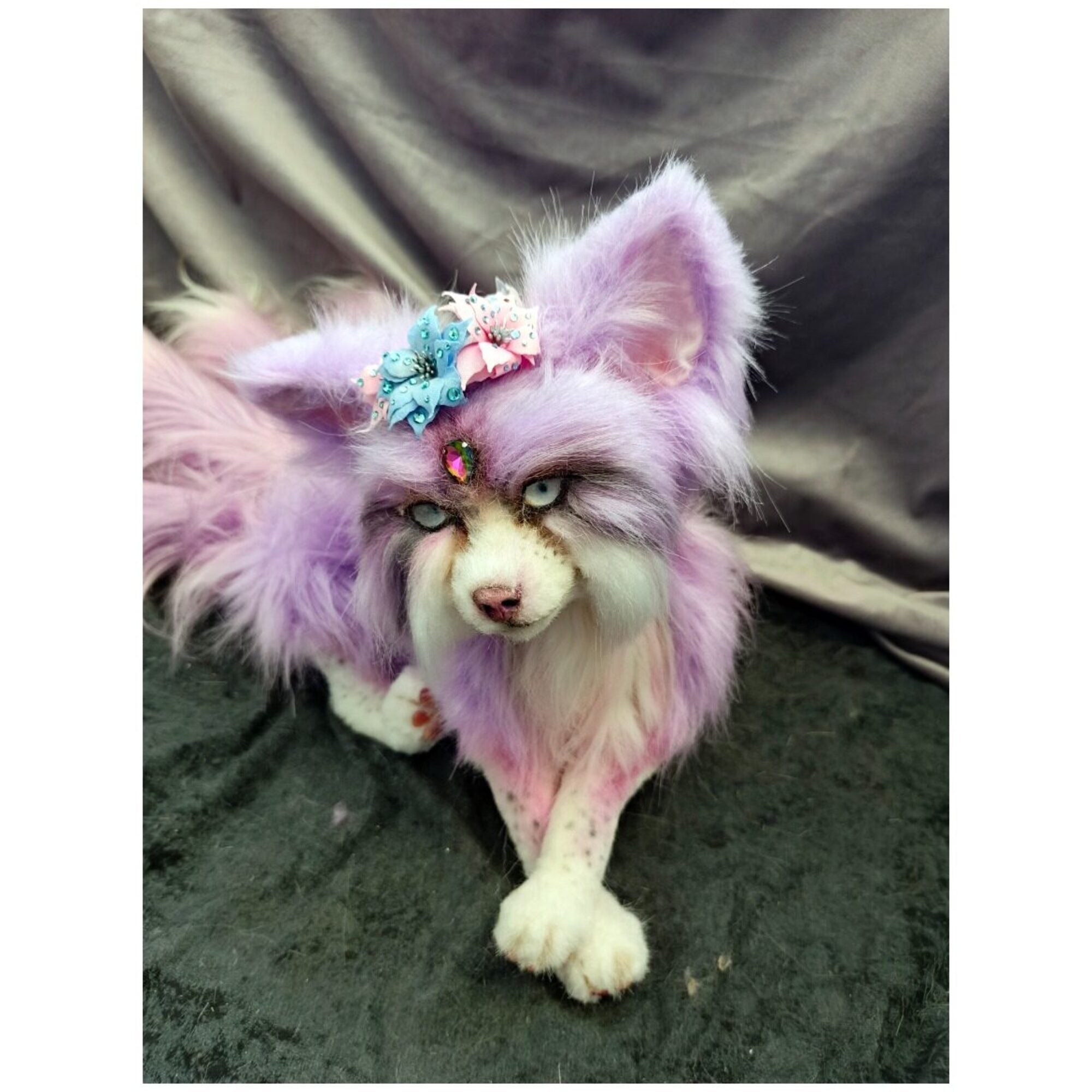 Kitsune fantasy plush. Fox toy realistic