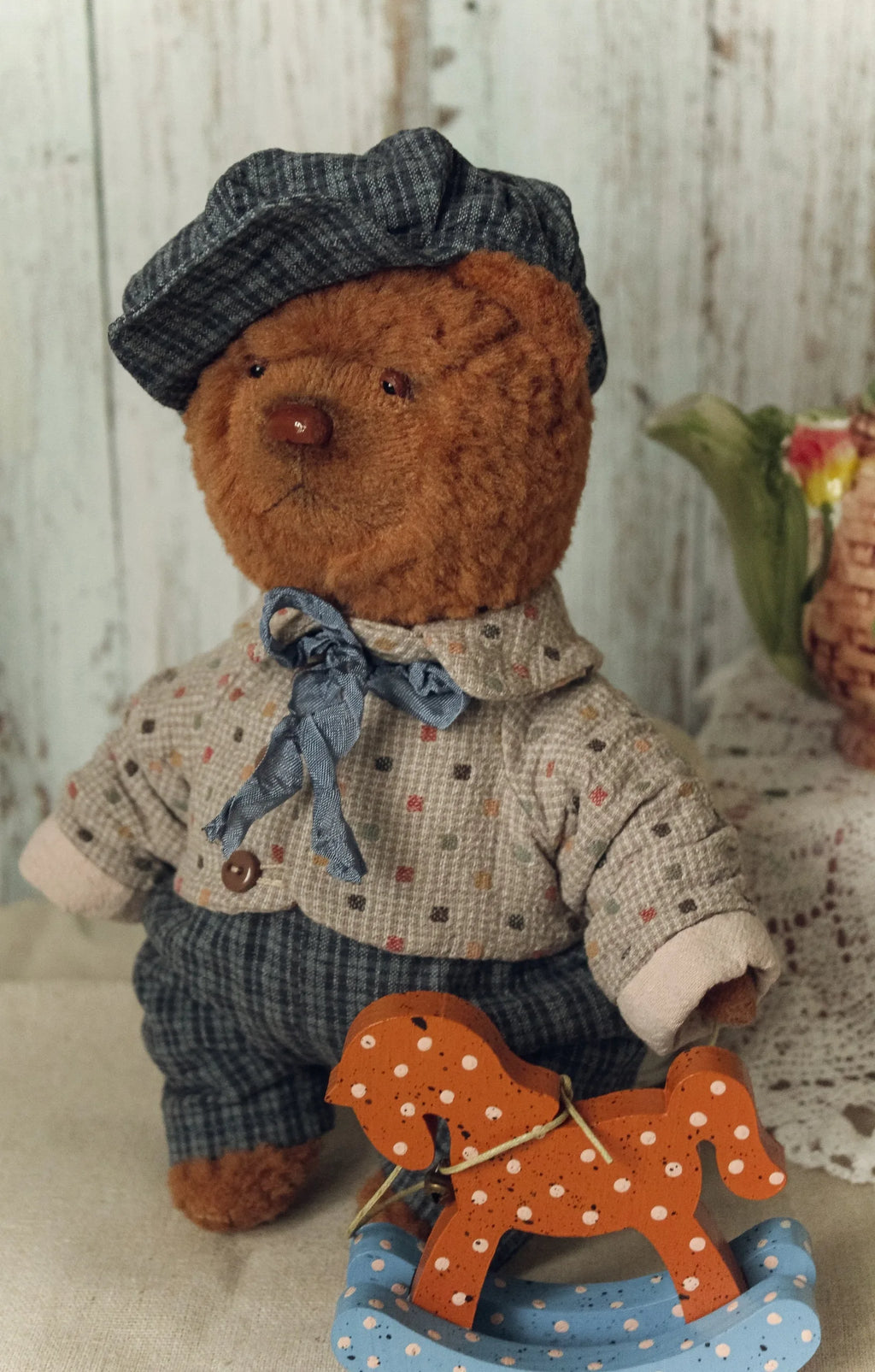 Teddy Bear with Horse - Russian Handmade Doll